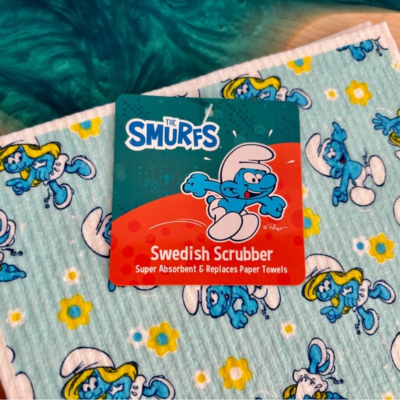 Smurfs Smurfette Swedish Sponge Scrubber Set of 4 - Blue and White - Picture 3 of 4
